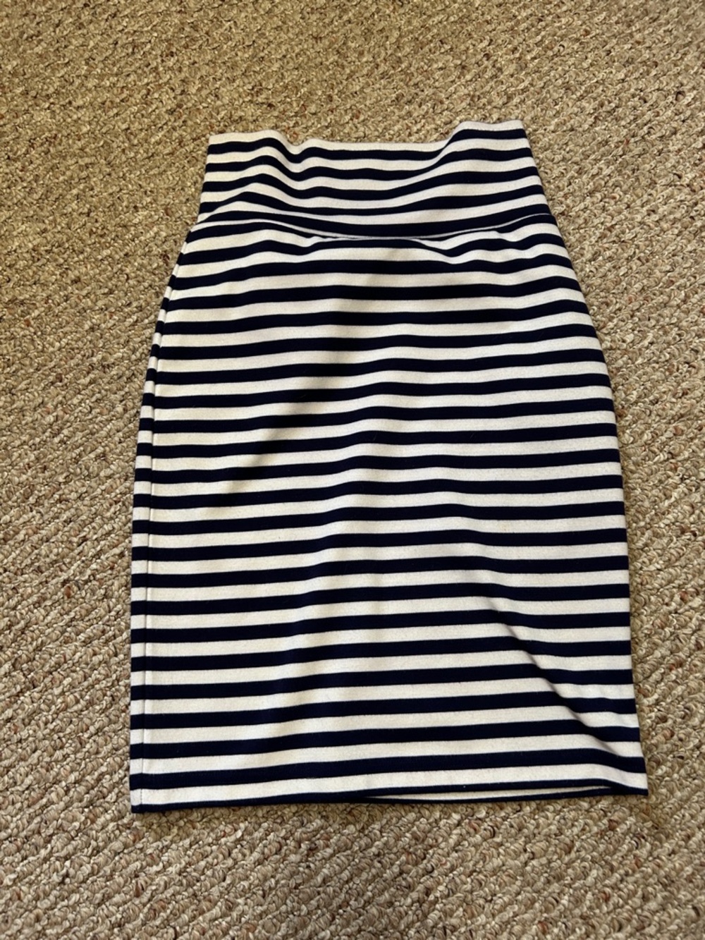 Forever 21 Navy and White Striped High-Waist Pencil Skirt